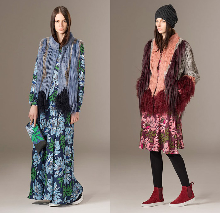 P.A.R.O.S.H. Paolo Rossello Second Hand Milan Italy 2015-2016 Fall Autumn Winter Womens Lookbook Collection - Paris France Presentation - Furry Shaggy Outerwear Coat Jacket Tartan Plaid Flowers Florals Botanical Print Motif Boho Bohemian Hippie Chic Maxi Dress Bell Skirt Frock Owl Fringes Tunic Wrap Robe Vest Waistcoat Blouse Embroidery Knit Cap Cardigan Sequins Wide Leg Palazzo Pants Ribbon
