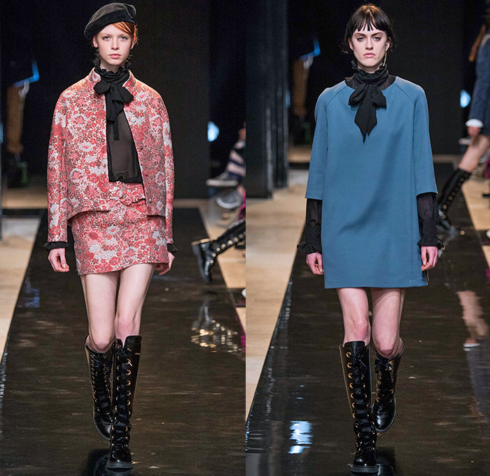 Paul + Joe 2015-2016 Fall Autumn Winter Womens Runway Catwalk Looks - Mode à Paris Fashion Week Mode Féminin France - 1970s Seventies Parisian Beret Denim Jeans Lace Ruffles Flowers Florals Print Sheer Chiffon Silk Pussycat Bow Peter Pan Collar Outerwear Blazer Jacket Coat Plaid Velvet Onesie Jumpsuit Coveralls Embroidery Blouse Vest Waistcoat Knit Sweater Pants Trousers Pantsuit Jacquard Sequins 