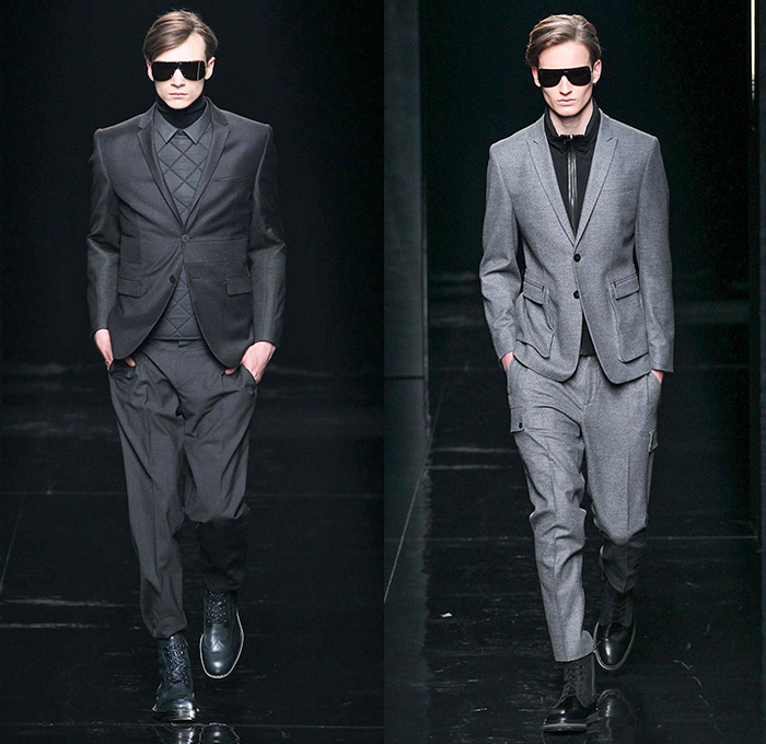 Porsche Design 2015-2016 Fall Autumn Winter Mens Runway Catwalk Looks - New York Fashion Week NYFW - Outerwear Trench Coat Military Aviator Quilted Leather Bomber Field Jacket Suit Peacoat Shearling Pants Trousers Sunglasses Wide Lapel Moto Motorcycle Biker Racer Boots Cargo Pockets Utilitarian