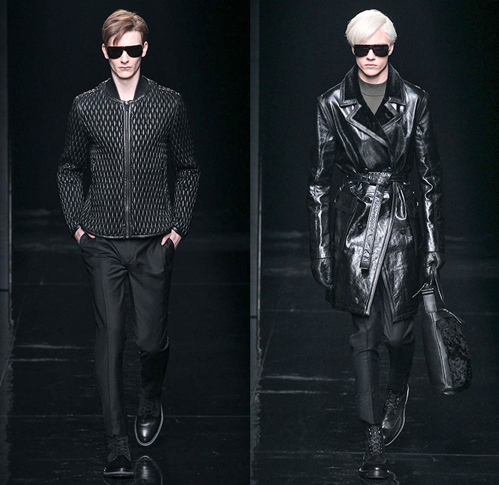 Porsche Design 2015-2016 Fall Autumn Winter Mens Runway Catwalk Looks - New York Fashion Week NYFW - Outerwear Trench Coat Military Aviator Quilted Leather Bomber Field Jacket Suit Peacoat Shearling Pants Trousers Sunglasses Wide Lapel Moto Motorcycle Biker Racer Boots Cargo Pockets Utilitarian
