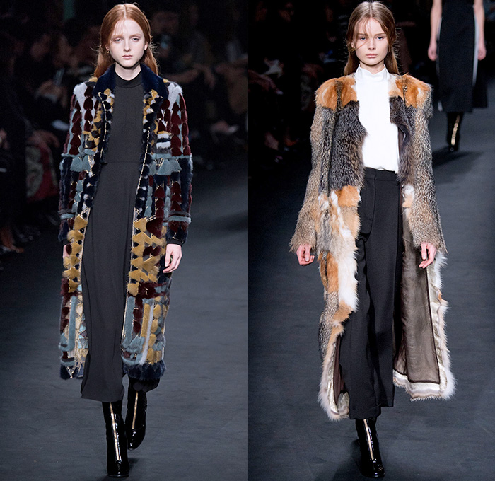 Valentino 2015-2016 Fall Autumn Winter Womens Runway Catwalk Looks - Mode à Paris Fashion Week Mode Féminin France - Eveningwear Gowns Sheer Chiffon Lace Ruffles Tapestry Fringes Geometric Racing Checks Embroidery Maxi Dress Furry Outerwear Coat Leather Chunky Knit Sweater Jumper Ornamental Decorative Art Adornments Sequins Stripes Botanical Jungle Animals Dragon Derek Zoolander Hansel McDonald