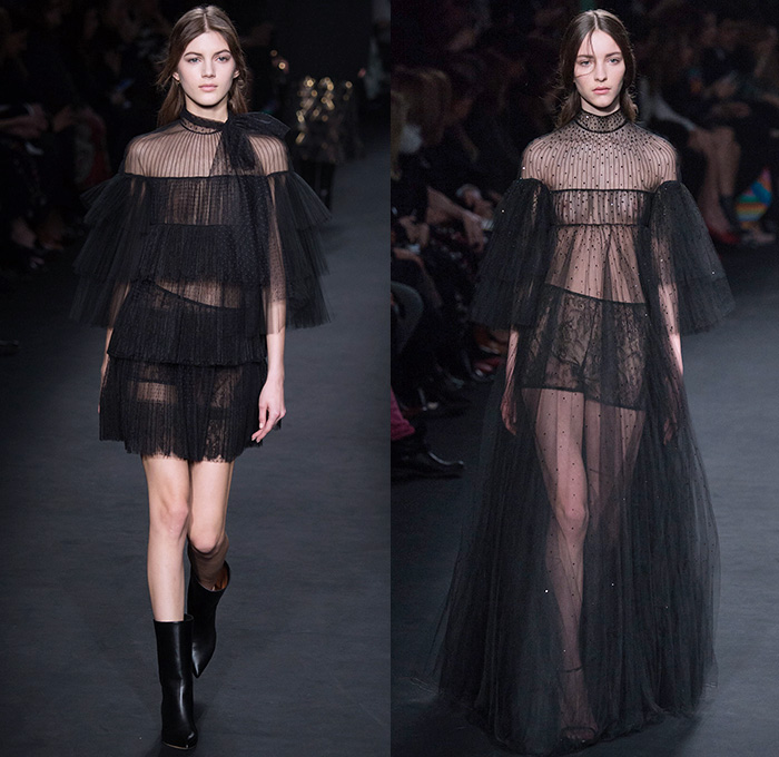 Valentino 2015-2016 Fall Autumn Winter Womens Runway Catwalk Looks - Mode à Paris Fashion Week Mode Féminin France - Eveningwear Gowns Sheer Chiffon Lace Ruffles Tapestry Fringes Geometric Racing Checks Embroidery Maxi Dress Furry Outerwear Coat Leather Chunky Knit Sweater Jumper Ornamental Decorative Art Adornments Sequins Stripes Botanical Jungle Animals Dragon Derek Zoolander Hansel McDonald