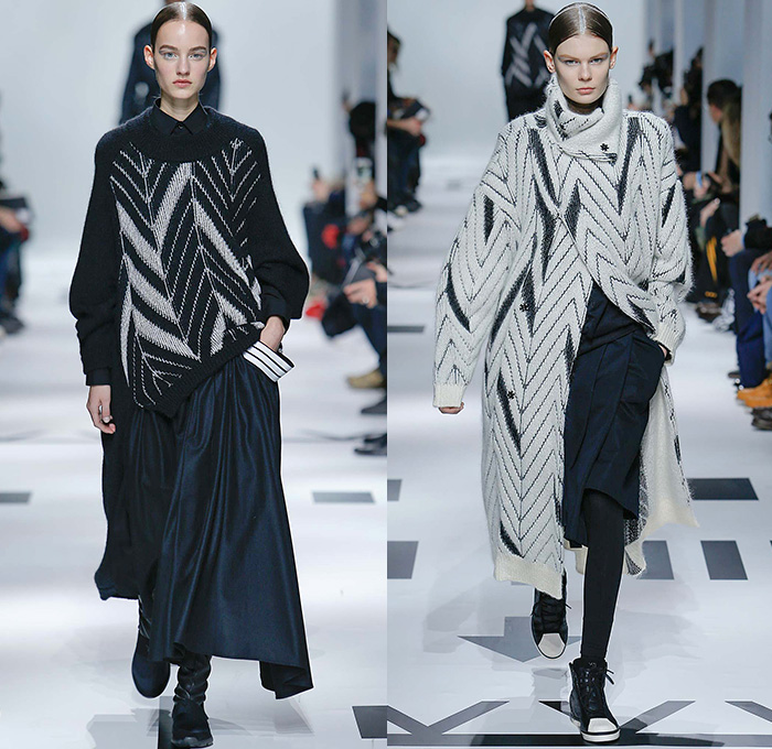 Y-3 Yohji Yamamoto x Adidas 2015-2016 Fall Autumn Winter Womens Runway Catwalk Looks - Mode à Paris Fashion Week Mode Masculine France - Military Aviator Furry Bomber Coatdress Utility Cargo Pockets Leggings Camouflage Topography Dress Skirt Frock Outerwear Coat Boots Pantsuit Lace Up Blouse Hat Cap Parka Nylon Onesie Jumpsuit Coveralls Overalls Hoodie Pleats Knit Sweater Jumper Slouchy