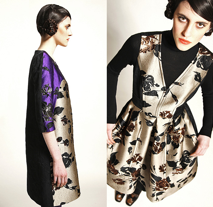 Antonio Marras 2015 Pre Fall Autumn Womens Lookbook Presentation - Flowers Garden Culottes Skirt Shirtdress Coat Turtleneck Knit Cardigan Russian Motif Crepe Tunic Flowers Florals Botanical Print Graphic Pattern Fauna Leaves Foliage Blouse Wide Leg Palazzo Pants Boots Outerwear Maxi Dress Maxi Sweater Jumper Embroidery Silk Color Block Leggings Chunky Stripes Ushanka Windowpane Check Zigzag Lace