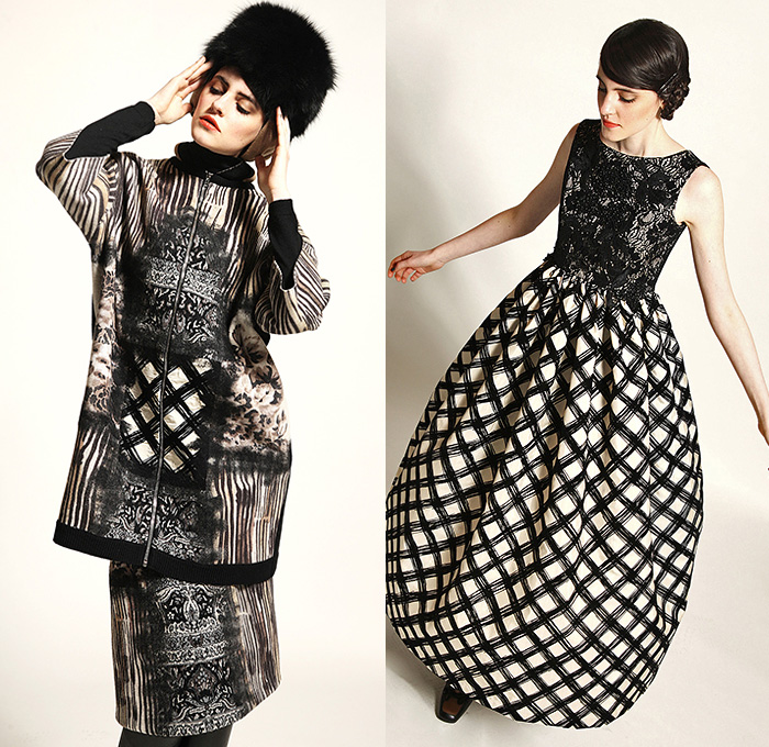 Antonio Marras 2015 Pre Fall Autumn Womens Lookbook Presentation - Flowers Garden Culottes Skirt Shirtdress Coat Turtleneck Knit Cardigan Russian Motif Crepe Tunic Flowers Florals Botanical Print Graphic Pattern Fauna Leaves Foliage Blouse Wide Leg Palazzo Pants Boots Outerwear Maxi Dress Maxi Sweater Jumper Embroidery Silk Color Block Leggings Chunky Stripes Ushanka Windowpane Check Zigzag Lace