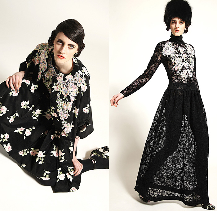 Antonio Marras 2015 Pre Fall Autumn Womens Lookbook Presentation - Flowers Garden Culottes Skirt Shirtdress Coat Turtleneck Knit Cardigan Russian Motif Crepe Tunic Flowers Florals Botanical Print Graphic Pattern Fauna Leaves Foliage Blouse Wide Leg Palazzo Pants Boots Outerwear Maxi Dress Maxi Sweater Jumper Embroidery Silk Color Block Leggings Chunky Stripes Ushanka Windowpane Check Zigzag Lace