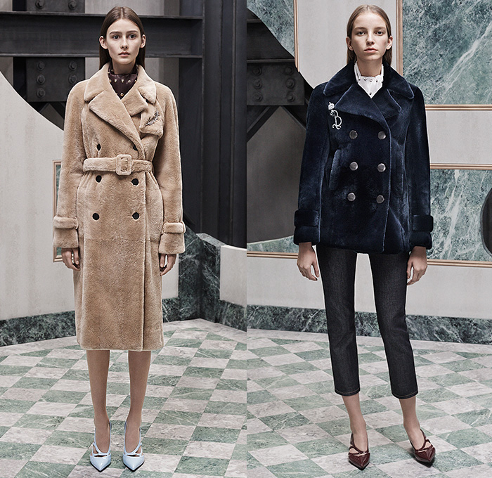 Balenciaga 2015 Pre Fall Autumn Womens Lookbook Presentation - Spray Paint Trench Coat Windowpane Check Mink Fur Denim Jeans Metal Buttons Studs Bomber Jacket Vestdress Gloves Arm Warmers Stockings Tights Scarf Coatdress Belted Waist Cropped Pants Fauna Leaves Foliage Emblem Capri Handbag Bag Shawl Blouse Mohair Pants Trousers Skirt Frock Cardigan High Slit Handkerchief Hem Turtleneck Dots Noodle Strap