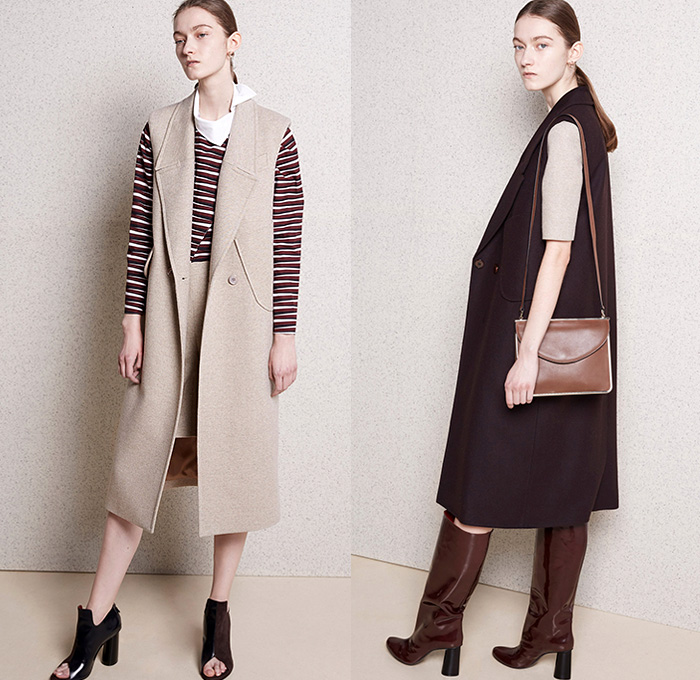 Carven Paris 2015 Pre Fall Autumn Womens Lookbook Presentation - Outerwear Coat Wrap Boots Wide Leg Palazzo Pants Midi Skirt Waistcoat Vest Lace Tartan Camo Combo Panels Half and Half Handkerchief Asymmetrical Hem Blazer Blouse Long Sleeve Stripes Handbag Skirt Frock Miniskirt Sweater Jumper Plaid Turtleneck Camouflage Furry Knit Chunky Cassette Tape V-Neck Shorts Bomber Jacket