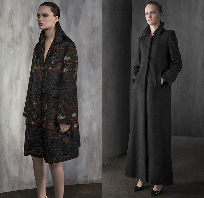 Co Los Angeles 2015 Pre Fall Autumn Womens Lookbook Presentation - Furry Outerwear Capelet Turtleneck Culottes Coatdress Knit Drapery Jacket Coat A-line Cashmere Jacquard Bouclé Trapeze Sleeveless Pants Trousers Wide Leg Gauchos Overcoat Wide Lapel Skirt Frock Drawstring Drapery Pleats Maxi Dress Bell Sleeves