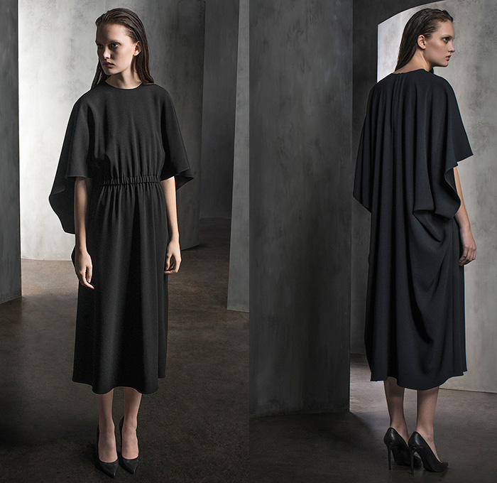 Co Los Angeles 2015 Pre Fall Autumn Womens Lookbook Presentation - Furry Outerwear Capelet Turtleneck Culottes Coatdress Knit Drapery Jacket Coat A-line Cashmere Jacquard Bouclé Trapeze Sleeveless Pants Trousers Wide Leg Gauchos Overcoat Wide Lapel Skirt Frock Drawstring Drapery Pleats Maxi Dress Bell Sleeves