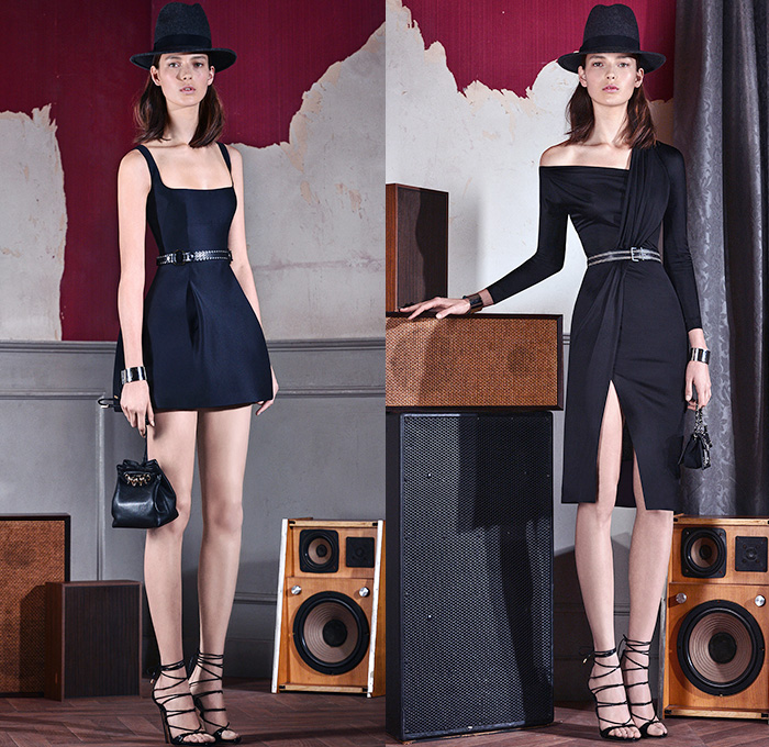 Dsquared2 2015 Pre Fall Autumn Womens Lookbook Presentation - Pantsuit Culottes Stripes Flowers Foliage Fringes Knit Sweater Jacquard Plaid Zigzag Ruffles Wrap Blazer Outerwear Ornamental Print Decorative Art Fauna Leaves Botanical Pattern Florals Flora Tuxedo Cocktail Jacket Tapered Sheer Chiffon Leather Knee Panels Chunky Turtleneck Multi-Panel Flapper Poodle Circle Skirt Tiered Coatdress Maxi 