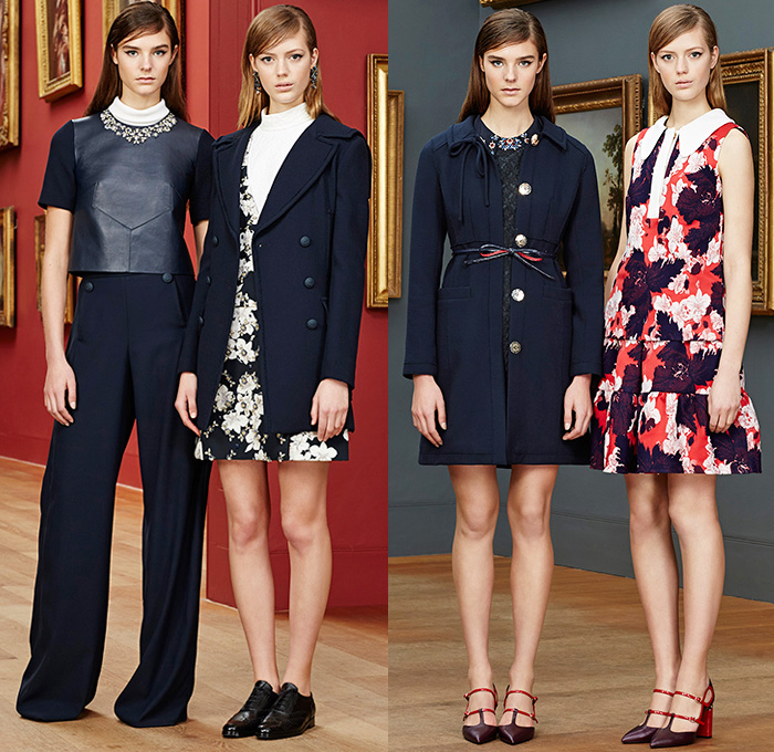 Erdem Moralioglu 2015 Pre Fall Autumn Womens Lookbook Presentation - Jacquard Lace Bejeweled Diamond Flowers Embroidery Mesh Knit Furry Trench Coat Wide Leg Sailor Pants Trousers Blazer Outerwear Coat Ornamental Print Decorative Art 3D Embellishments Adornments Flowers Florals Print Pattern Rollneck Leather Peacoat Ribbon Stripes Frock Midi Skirt Scarf Maxi Dress Goddess Gown Feathers Sheer Chiffon