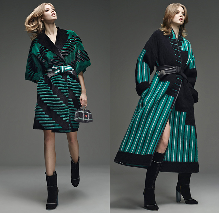 Fendi 2015 Pre Fall Autumn Womens Lookbook Presentation - Denim Jeans Mink Furry Eyes Coat Moto Biker Shearling Piano Keys Stripes Poncho Fringes Bejeweled Pop Art Outerwear Jacket Handbag Clutch Sweater Jumper Boots Motorcycle Rider Leather Racer Metallic Studs Handkerchief Hem Knit Miniskirt Pants Trousers Sneakers Dress Reptile Snake Python Flowers Florals Print Shawl Skirt Frock 3D Embellishments Vest