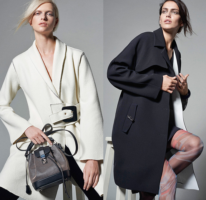 Giorgio Armani 2015 Pre Fall Autumn Womens Lookbook Presentation - Medieval Stitching Plates Embossed Engraved Leather Mesh Furry Pantsuit Lace Dress Leggings Outerwear Coat Wrap Sash Waist Sweater Jumper Shirt Blouse Cropped Pants Trousers Blazer Banded Strap Collar Skirt Panel Noodle Spaghetti Strap Crop Top Midriff Peel Away Fold Out Lapel Zipper Bag Handbag Pleats Silk Gown