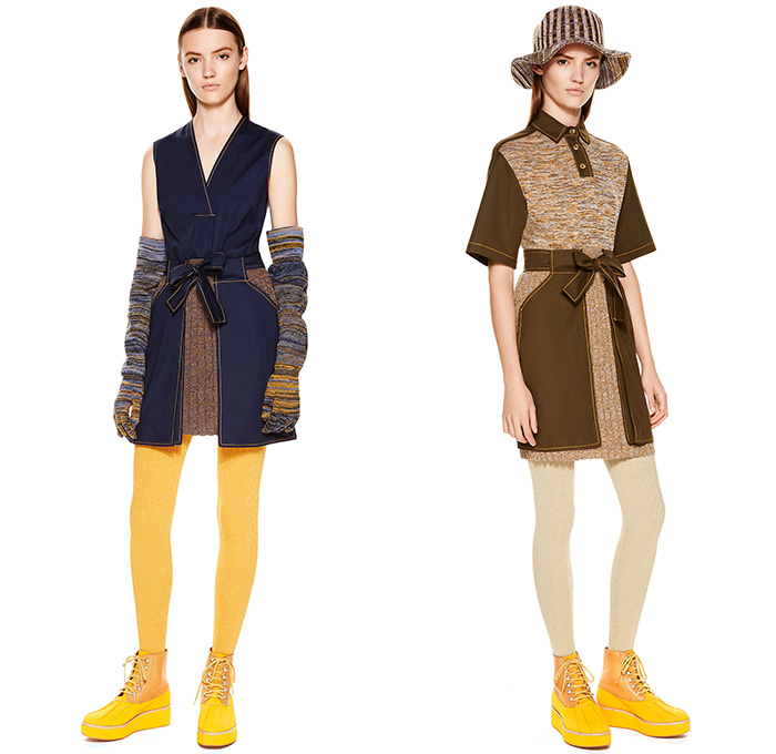 M Missoni 2015 Pre Fall Autumn Womens Lookbook Presentation - Zigzag Stripes Pantsuit Velvet Knit Leggings Fox Mittens Dress Sheer Geometric Ornamental Print Decorative Art Sweater Jumper Cubes Pants Trousers Cropped Pants Hoodie Animal Wide Leg Nautical Coatdress Outerwear Coat Gloves Ribbon Sleeveless Shirtdress Hat Duck Boots Sweaterdress Turtleneck Basketweave Sheer Chiffon Mix Match Shorts