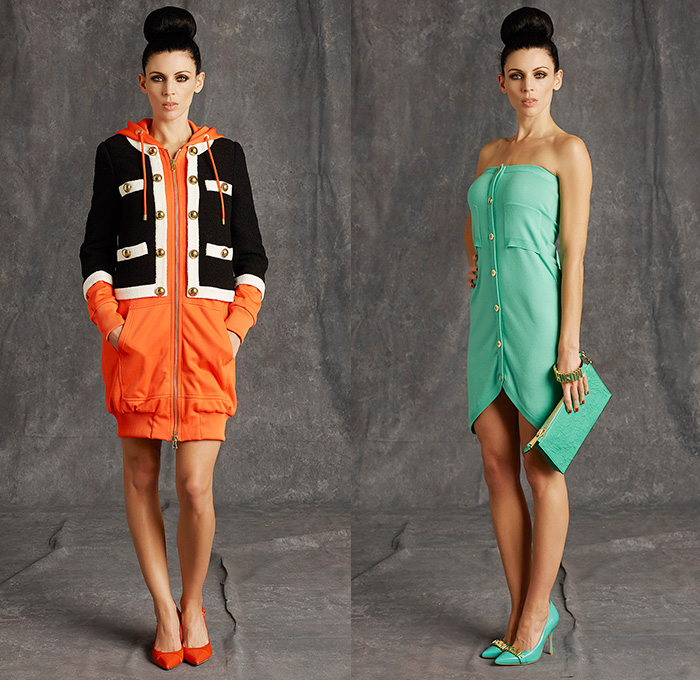 Moschino 2015 Pre Fall Autumn Womens Lookbook Presentation - Pop Art Dry Cleaning Washing Instructions Laundry Icons Tape Measure Coatdress Quilted Leather Bomber Sequins Furry Bag Receipt Hangers Outerwear Coat Measurements Ruler Numbers Sizes Bomberdress Dress Skirt Ribbon Shirtdress Blazer Stitches 3D Embellishments Tiny Hangers Scissor Dress Wrap Halter Top Silk Typography Chain Capelet Terry Cloth Luggage