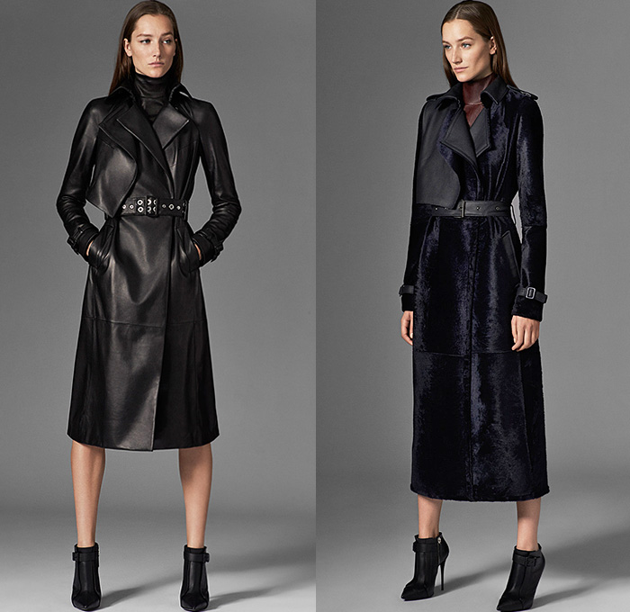 Mugler 2015 Pre Fall Autumn Womens Lookbook Presentation - Grommets Turtleneck Pantsuit Perforated Wide Leg Palazzo Pants Blazer Hooks Sleek Knit Biker Outerwear Coatdress Leather Extra Panel Lapel Dress Trench Coat Trousers Sleeveless Masculine White Ensemble Miniskirt Skirt Frock Chelsea Boots Asymmetrical Hem Sweater Jumper Blouse Motorcycle Sweaterdress Embroidery Sheer Chiffon Halter Top Gown