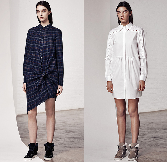 Thakoon Addition 2015 Pre Fall Autumn Womens Lookbook Presentation - Sporty Knit Fringes Turtleneck Shirtdress Lace Pinstripe Windowpane Check Wool Slim High Tops Sleeveless Waistcoat Shawl Cropped Pants Trousers Flowers Florals Flora Fauna Leaves Foliage Print Graphic Pattern Sweater Jumper Embroidery Shorts Plaid Outerwear Jacket Slouchy Tie Up Drawstring Stripes Funnelneck Skirt Frock Miniskirt Maxi Dress