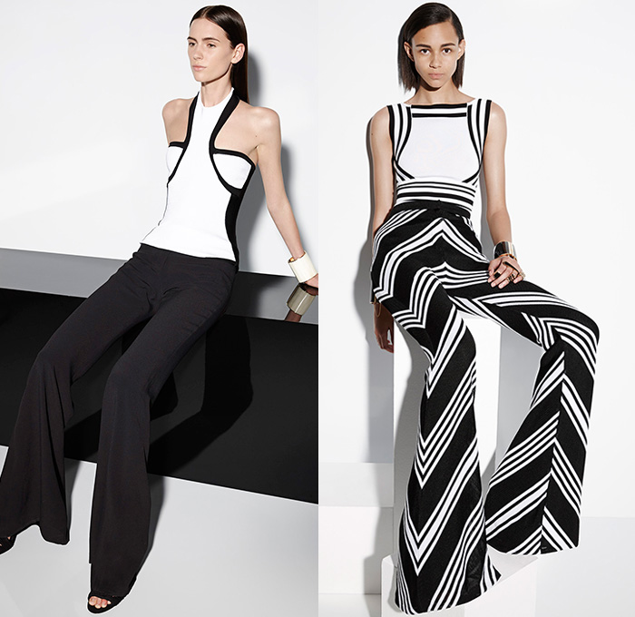 Balmain 2015 Resort Womens Lookbook Presentation - 2015 Cruise Pre Spring Fashion Pre Collection - 3D Embroidery Embellishments Beads Knit Weave Poncho Leather Sash Belt Miniskirt Kimono Robe Wide Leg Flare Trousers Pants Dress Accordion Pleats Mummy Wrap Jacket Ribbon Vest Waistcoat Stripes Coatdress Leaves Foliage Banded Cuffs Bracelet White Ensemble Lace Sheer Chiffon Blazer Boatneck Ruffles Noodle Spaghetti Strap Choker Drapery