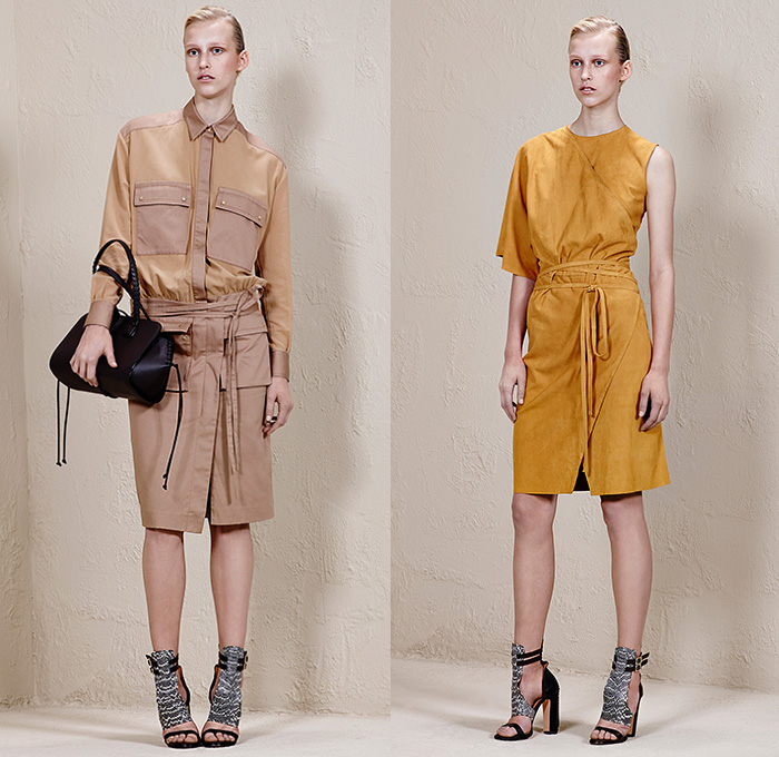 Ports 1961 2015 Resort Womens Lookbook Presentation - 2015 Cruise Pre Spring Fashion Pre Collection - Equestrian Riding Breeches Jodhpurs Zippers Outerwear Jacket Pantsuit Wide Leg Trousers Palazzo Pants Blouse Parka Hoodie Hanging Sleeve White Swimwear Mesh Perforated Peek-A-Boo Lace Harness Pencil Skirt Frock Ruffles Asymmetrical Hem 3D Embellishments Flowers Sequins Furry Feathers Sash Belt Lace Up Wrap Handkerchief Hem Coatdress Sheer Chiffon