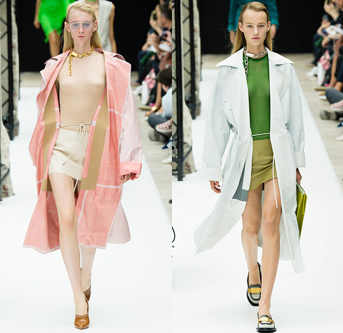 Acne Studios 2015 Spring Summer Womens Runway Catwalk Looks - Mode à Paris Fashion Week Prêt-à-Porter Mode Féminin Femme France - 1970s Seventies White Denim Jeans Flare Print Motif Graphic Fruits Heels Chain Belted Waist Blouse Waistcoat Vest Cargo Flap Pockets Scarf Choker Sheer Chiffon Leather Cutout Hem Shorts High Waist Towel Terry Cloth Coatdress Tankdress Vestdress Pantsuit Dress Drapery Outerwear Parka Coat