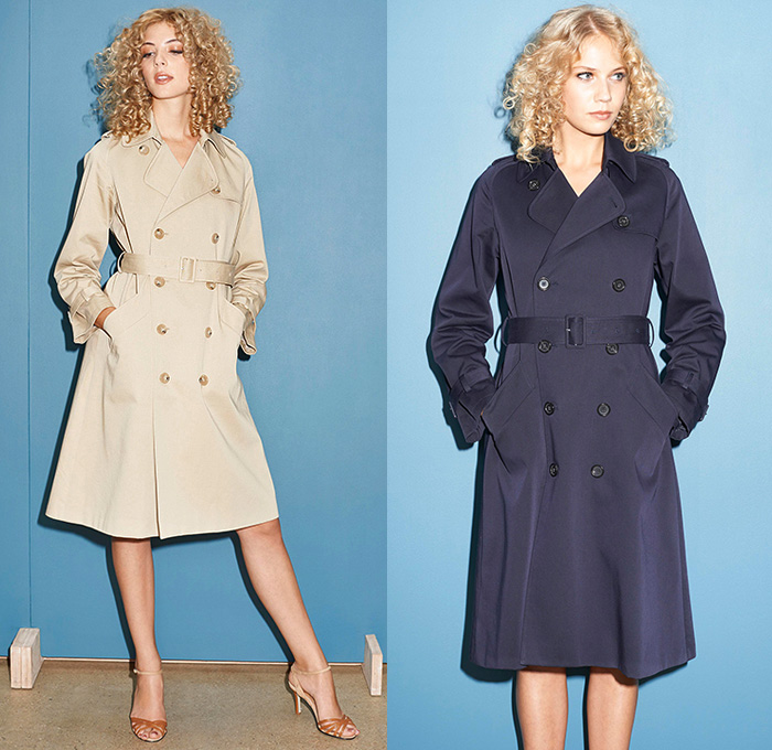 A.P.C. 2015 Spring Summer Womens Lookbook Presentation - Mode à Paris Fashion Week Prêt-à-Porter Mode Féminin Femme France - Denim Jeans Shorts Engineer Railroad Stripes 60s Sixties Shirtdress Tunicdress Blousedress Coatdress Trench Coat Outerwear Chambray Belted Waist Prints Geometric One Piece Jumpsuit Onesie Salopette Coveralls