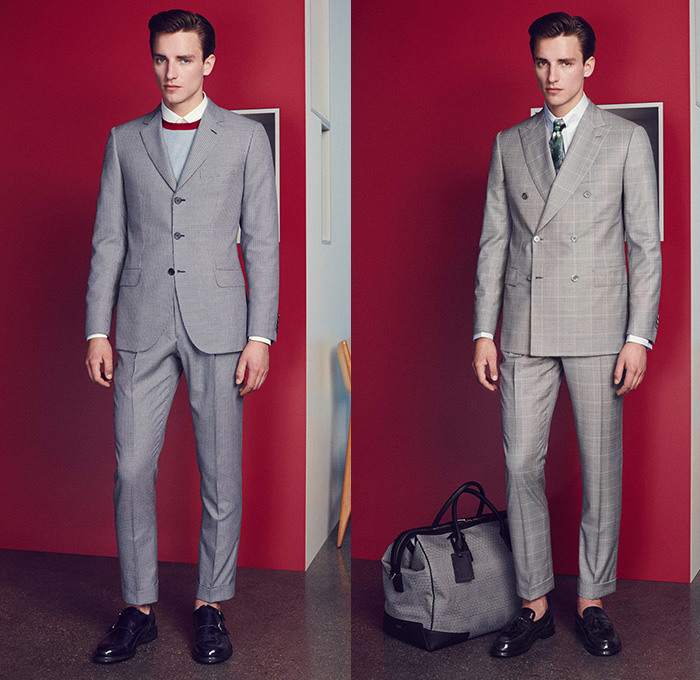 Brioni 2015 Spring Summer Mens Lookbook Presentation - Milano Moda Uomo Collezione Milan Fashion Week Italy Camera Nazionale della Moda Italiana - Flowers Florals Botanical Print Graphic Bomber Jacket Checks Windowpane Pants Trousers Loafers Sandals Shorts Button Down Shirt Outerwear Blazer Suit Houndstooth Sawtooth Necktie Coat Double Breasted Three Button Tuxedo