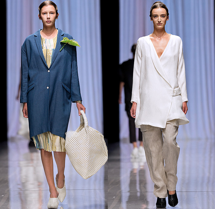 Carin Wester 2015 Spring Summer Womens Runway Catwalk Looks - Fashion Week Stockholm Sweden - D-Ring Banded Strap Handkerchief Hem Trousers Slouchy Wide Leg Palazzo Pants Dress Suit Jumperdress Strapless Pleats Stripes Skirt Frock Ruffles Mesh Boots Above The Knee Silk Chambray Drawstring Indigo Multi-Panel Coatdress Shirtdress Blousedress Layer Sheer Chiffon Bib Wrap Waistcoat Vest White Ensemble