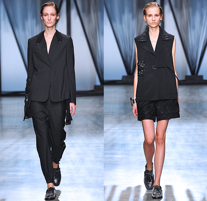 Damir Doma 2015 Spring Summer Womens Runway Catwalk Looks - Mode à Paris Fashion Week Prêt-à-Porter Mode Féminin Femme France - Denim Jeans Banded Strap D-Rings Shorts Loungewear Piping Grommets Halter Top Coatdress Jacketdress Skirt Frock Flap String Tankbomber Jacquard Bomberskirt Pencil Skirt V-Neck Turtleneck Rollneck Vest Waistcoat Pantsuit Tankdress Vestdress Waistcoatdress Tunicdress Shirtdress