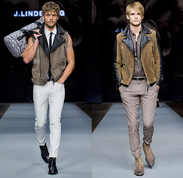 J.Lindeberg 2015 Spring Summer Mens Runway Catwalk Looks - Fashion Week Stockholm Sweden - Biotopia Urban Wilderness Dark Rock n Roll Motorcycle Biker Rider Leather White Denim Jeans Seventies 1970s Vest Waistcoat Pants Trousers Mesh Zebra Jungle Safari Animal Print Leopard Cheetah Rollneck Turtleneck One Piece Onesie Jumpsuit Boiler Suit Salopette Coveralls Outerwear Jacket Blazer Trench Coat Long Sleeve Shirt One Button Suit