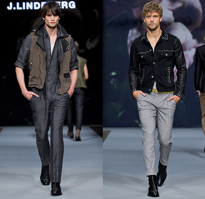 J.Lindeberg 2015 Spring Summer Mens Runway Catwalk Looks - Fashion Week Stockholm Sweden - Biotopia Urban Wilderness Dark Rock n Roll Motorcycle Biker Rider Leather White Denim Jeans Seventies 1970s Vest Waistcoat Pants Trousers Mesh Zebra Jungle Safari Animal Print Leopard Cheetah Rollneck Turtleneck One Piece Onesie Jumpsuit Boiler Suit Salopette Coveralls Outerwear Jacket Blazer Trench Coat Long Sleeve Shirt One Button Suit