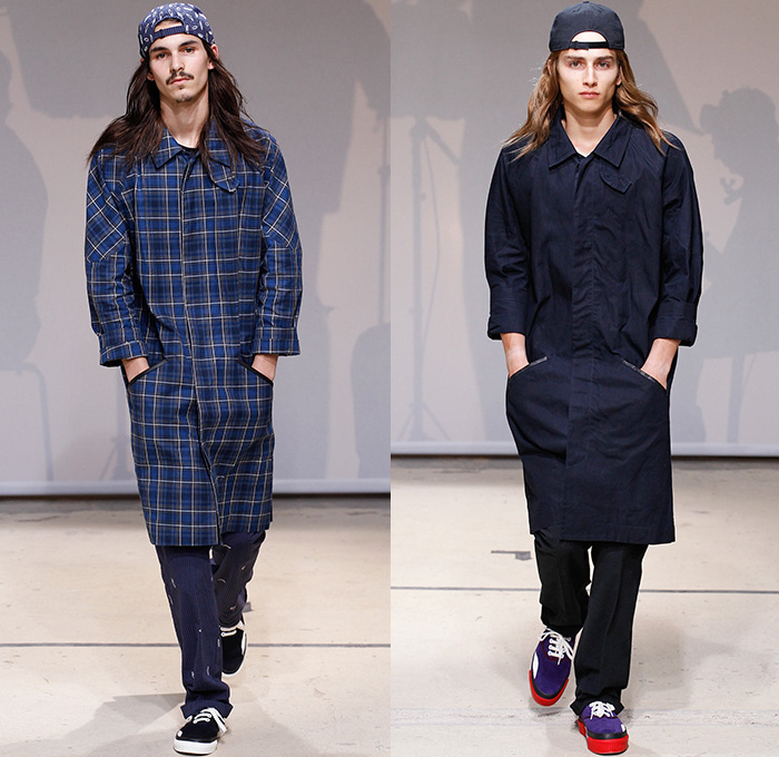 Julien David x Quiksilver 2015 Spring Summer Mens Runway Catwalk Lookbook Collection - Mode à Paris Fashion Week Mode Masculine France - Beach Surf Skate Streetwear Wetsuit Neoprene Board Shorts Baggy Seersucker Suit Plaid Parka Tail Jacquard Bow Tie Cap Surfer Yulex Outerwear Parka Hoodie Sneakers Pop Art Racing Checks Trench Coat Knit Sweater Jumper Drawstring Cinch Hem Motorcycle Biker Rider Teeth Double Breasted Blazer