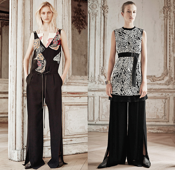 Maiyet 2015 Spring Summer Womens Lookbook Presentation - Paris Fashion Week Prêt-à-Porter Mode Féminin Femme France - Embroidery Lace Knit Weave Crochet Leaves Foliage Fauna Jumpsuit Asymmetrical Hem Shorts Leather Blazer Skirt Frock Shirt Shorts Culottes Dress Sweater Jumper Belted Waist Pantsuit Banded Strap Wide Leg Palazzo Pants Trousers Corset Coat Tuxedo Cocktail Jacket Kimono Wrap One Off Shoulder Gown Tiered