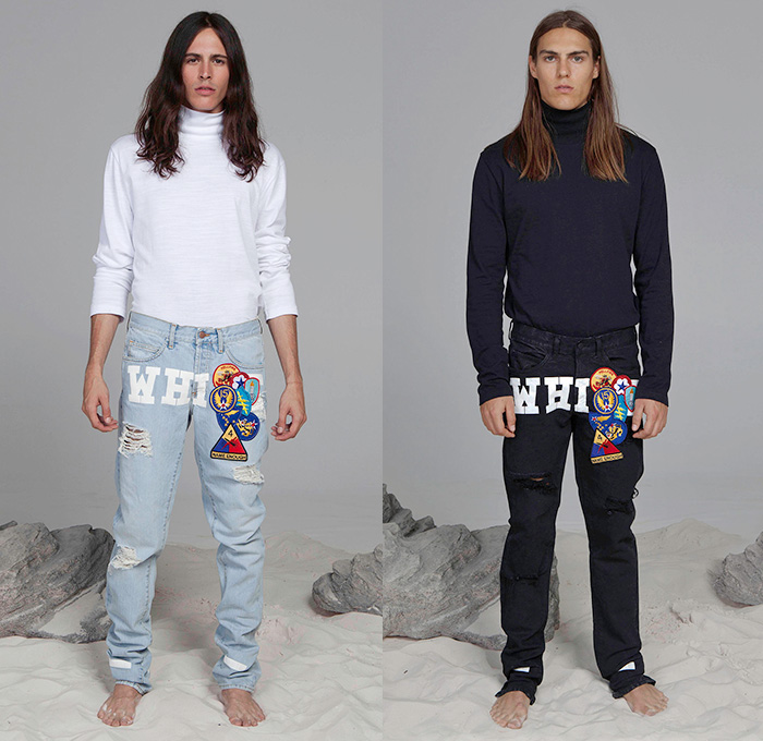 Off-White c/o Virgil Abloh 2015 Spring Summer Mens Looks  Denim Jeans  Fashion Week Runway Catwalks, Fashion Shows, Season Collections Lookbooks >  Fashion Forward Curation < Trendcast Trendsetting Forecast Styles Spring  Summer