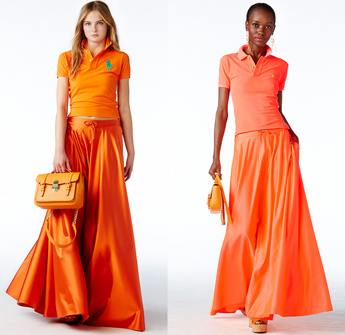 Polo Ralph Lauren 2015 Spring Summer Womens Lookbook Presentation - New York Fashion Week - Denim Jeans Destroyed Destructed Ripped Holes Cargo Pockets Shorts Stripes Lace Outerwear Polo Shirt Badminton Blazer Sportcoat Sweater Jumper Maxi Dress Checks Chunky Knit Embroidery Flowers Florals Scarf Wedge Fringes Swimwear Down Vest Puffy Bomber Jacket Tribal Cardigan Poplin Shirt Plaid Coat Shirtdress Blousedress Parka