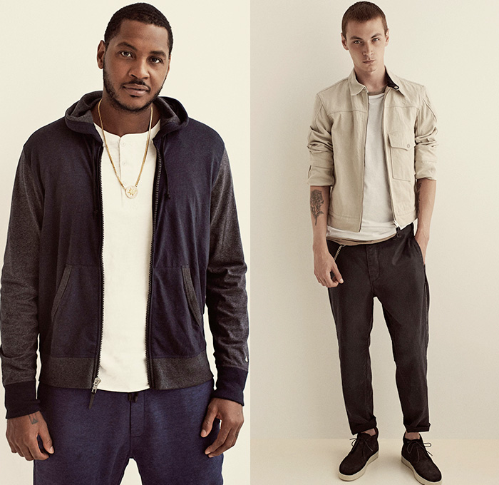 rag & bone New York 2015 Spring Summer Mens Womens Lookbook Presentation - Basics Casuals Minimalist Engineer Railroad Stripes Short Sleeve Shirt  Sweatshirt Shorts Tapered Outerwear Coat Blazer Scarf Plaid Bomber Jacket Sweater Jumper Pants Trousers Waffle Quilted Hoodie Anorak Parka Utility Pocket