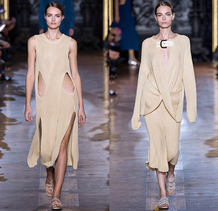 Stella McCartney 2015 Spring Summer Womens Runway Catwalk Looks - Mode à Paris Fashion Week Prêt-à-Porter Mode Féminin Femme France - Denim Jeans Curved Asymmetrical Handkerchief Hem Belt Straps Wide Leg Palazzo Pants Trousers 3D Laser Cutout Flowers Florals Sheer Embroidery Dress Wrap Skirt Frock Jacket Halter Top Ruffles Drapery Silk Bomberdress Shirtdress Cinch Waist Plaid One Shoulder Jumpsuit Onesie