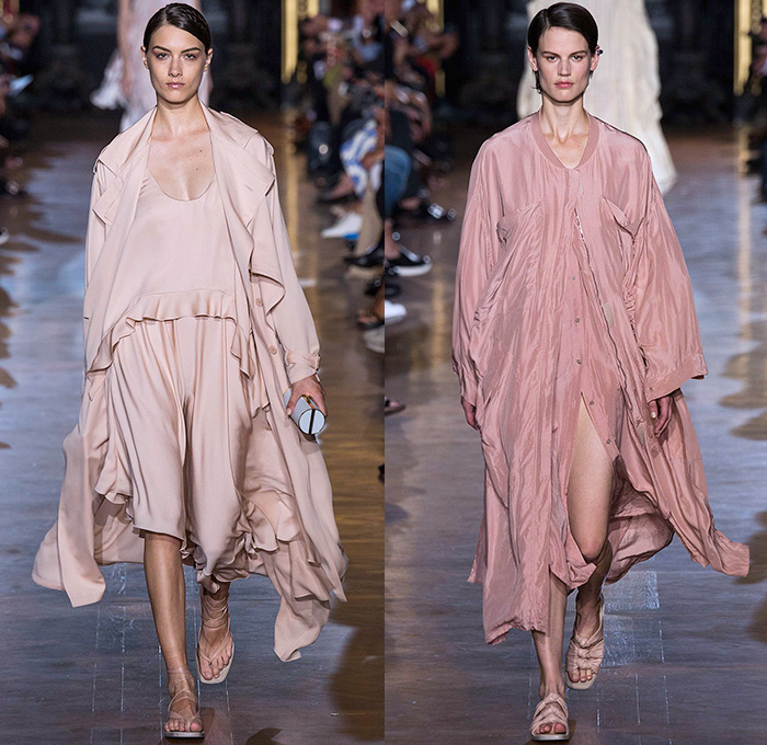 Stella McCartney 2015 Spring Summer Womens Runway Catwalk Looks - Mode à Paris Fashion Week Prêt-à-Porter Mode Féminin Femme France - Denim Jeans Curved Asymmetrical Handkerchief Hem Belt Straps Wide Leg Palazzo Pants Trousers 3D Laser Cutout Flowers Florals Sheer Embroidery Dress Wrap Skirt Frock Jacket Halter Top Ruffles Drapery Silk Bomberdress Shirtdress Cinch Waist Plaid One Shoulder Jumpsuit Onesie
