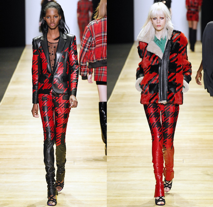 Barbara Bui 2016-2017 Fall Autumn Winter Womens Runway Catwalk Collection Looks - Paris Fashion Week Mode à Paris France - PVC Pleather Glam Rock Phoenix Bird Embroidery Embellishments Adorned Bedazzled Fringes Plaid Tartan Check Houndstooth Pantsuit Coat Furry Shearling Knee High Boots Suede Leather Hanging Sleeve Shirtdress Silk Satin Dress Sheer Chiffon Jacket Blazer Stars Knit Weave Bomber Jacket Cloak Cape Miniskirt