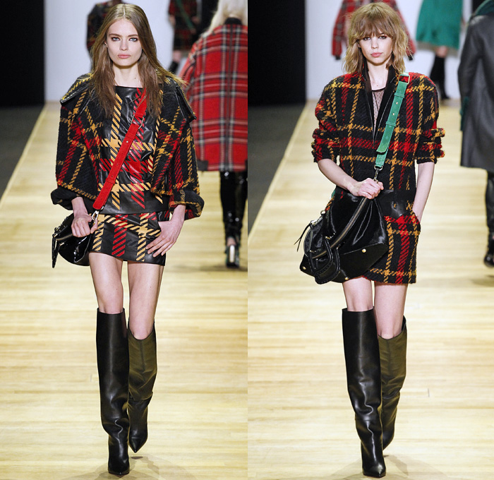 Barbara Bui 2016-2017 Fall Autumn Winter Womens Runway Catwalk Collection Looks - Paris Fashion Week Mode à Paris France - PVC Pleather Glam Rock Phoenix Bird Embroidery Embellishments Adorned Bedazzled Fringes Plaid Tartan Check Houndstooth Pantsuit Coat Furry Shearling Knee High Boots Suede Leather Hanging Sleeve Shirtdress Silk Satin Dress Sheer Chiffon Jacket Blazer Stars Knit Weave Bomber Jacket Cloak Cape Miniskirt