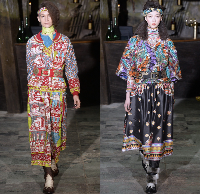 Manish Arora 2016-2017 Fall Autumn Winter Womens Runway Catwalk Collection Looks - Paris Fashion Week Mode à Paris France - Western Cowgirl Denim Jeans Ornamental Decorative Art Embroidery Embellished Bedazzled Studs Beads Strapless Pussycat Bow Skirt Frock Wide Belt Mix Match Knit Blouse Sleeveless Vest Silk Satin Furry Leg-of-Mutton Sleeves Crop Top Mask Shawl Feathers Maxi Dress Gown Pompoms Boots Pop Art Cactus Desert Fridge