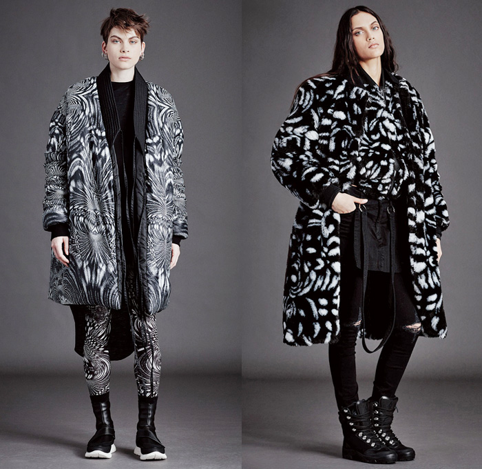 Marcelo Burlon County of Milan 2016-2017 Fall Autumn Winter Womens Lookbook Presentation - Milan Fashion Week Milano Moda Donna Italy - Destroyed Denim Jeans Crop Top Chunky Knit Sweater Leather Abstract Vest Embroidery Bedazzled Studs Tunic Poncho Cloak Pantsuit Geometric Tribal Wool Coat Fringes Leggings Velvet Bomber Jacket Culottes Tracksuit Patches Sheer Chiffon Grommets Dress Accordion Pleats Thigh High Boots