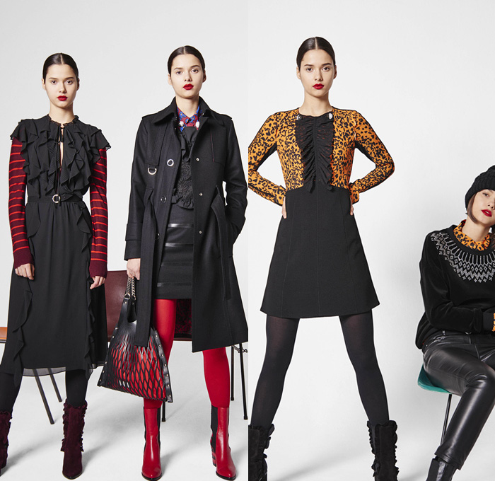 Sonia By Sonia Rykiel 2016-2017 Fall Autumn Winter Womens Lookbook Presentation - Rhinestones Bedazzled Jewels Denim Jeans Stripes Turtleneck Leopard Love Flowers Floral Daisies Chunky Knit Sweater Jumper Leggings Stockings Tights Boots Ferret Outerwear Coat Furry Shaggy Blouse Tunic Dress Cargo Pockets Jogger Heart Pants Trousers Miniskirt Frock Lace Handbag