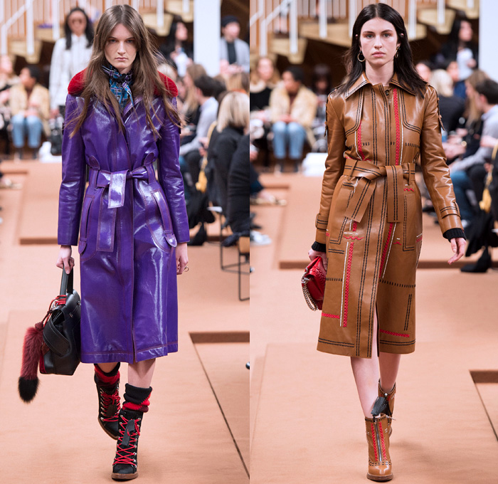 Tod's 2016-2017 Fall Autumn Winter Womens Runway Catwalk Collection Looks - Milan Fashion Week Milano Moda Donna Italy - Chunky Knit Sweaterdress Accordion Pleats Plaid Tartan Check Skirt Tassels Fringes Cross Stitch V-Neck Furry Embroidery Bedazzled Gold Metallic Motorcycle Biker Leather Rabbit's Foot Outerwear Coat Wool Quilted Waffle Cargo Pockets Bomber Jacket Blouse Pantsuit Straps Belts Handbag Loafers Moccasins