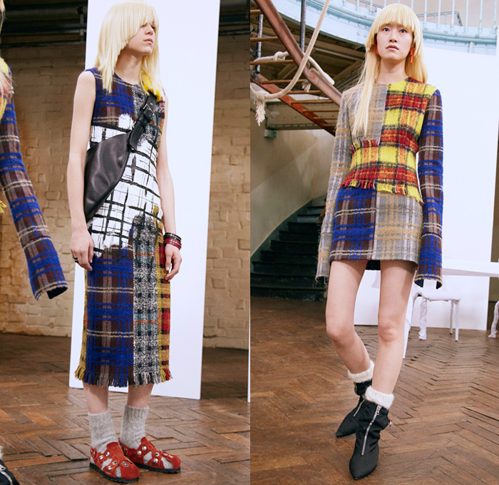 Acne Studios 2016 Pre Fall Autumn Womens Lookbook Presentation - Denim Jeans Embroidery Retro Shearling Fringes Frayed Raw Hem Plaid Abstract Knit Sweater Jumper Flames Star Maxi Dress Sheer Chiffon Boots Reptile Snake Clogs Wrap Tie Up Shawl Hotpants Miniskirt Oversized Outerwear Coat Coatdress Patchwork Paint Wool Handbag Sling Pack Backpack Wide Leg Trousers Palazzo Pants Pinstripe Jacket Sash Waist