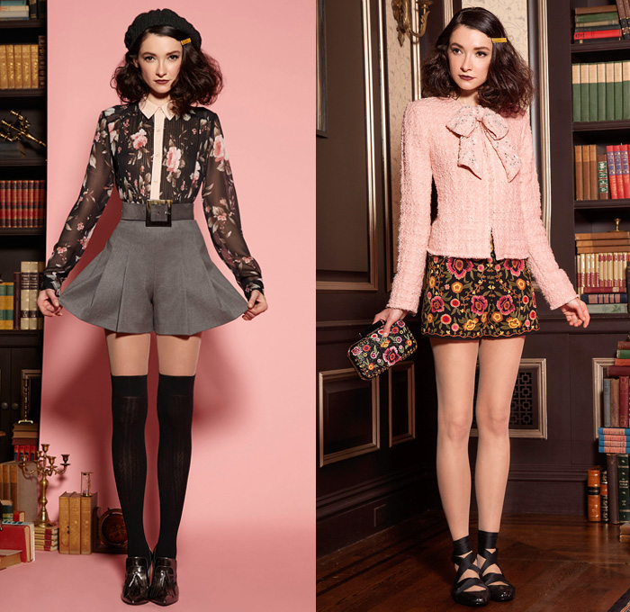 alice + olivia 2016 Pre Fall Autumn Womens Looks Presentation - 1970s Seventies Denim Jeans Librarian School Girl Nerd Grandma Chic Suede Pencil Skirt Knit Cap Miniskirt Jacket Blazer Flowers Floral Embroidery Sheer Chiffon Lace Vest Turtleneck Blouse Biker Leather Jogger Sweatpants Pinstripe Crochet Owl Bird Wide Leg Trousers Palazzo Pants Dress Stripes Paisley Pussy Bow Peter Pan Collar Tuxedo Poncho Thigh High Boots alice + olivia 2016 Pre Fall Autumn Womens Looks Presentation - 1970s Seventies Denim Jeans Librarian School Girl Nerd Grandma Chic Suede Pencil Skirt Knit Cap Miniskirt Jacket Blazer Flowers Floral Embroidery Sheer Chiffon Lace Vest Turtleneck Blouse Biker Leather Jogger Sweatpants Pinstripe Crochet Owl Bird Wide Leg Trousers Palazzo Pants Dress Stripes Paisley Pussy Bow Peter Pan Collar Tuxedo Poncho Thigh High Boots