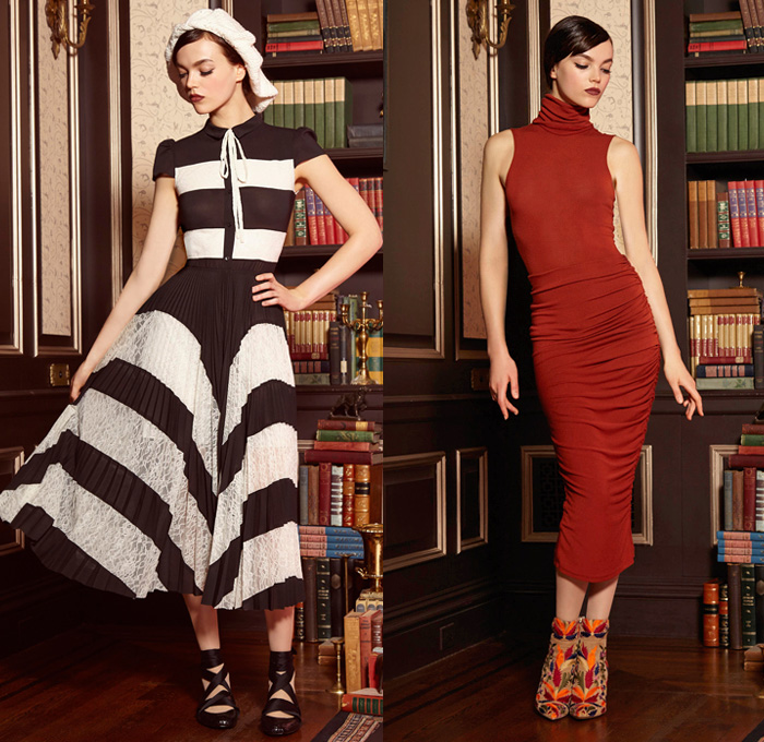 alice + olivia 2016 Pre Fall Autumn Womens Looks Presentation - 1970s Seventies Denim Jeans Librarian School Girl Nerd Grandma Chic Suede Pencil Skirt Knit Cap Miniskirt Jacket Blazer Flowers Floral Embroidery Sheer Chiffon Lace Vest Turtleneck Blouse Biker Leather Jogger Sweatpants Pinstripe Crochet Owl Bird Wide Leg Trousers Palazzo Pants Dress Stripes Paisley Pussy Bow Peter Pan Collar Tuxedo Poncho Thigh High Boots alice + olivia 2016 Pre Fall Autumn Womens Looks Presentation - 1970s Seventies Denim Jeans Librarian School Girl Nerd Grandma Chic Suede Pencil Skirt Knit Cap Miniskirt Jacket Blazer Flowers Floral Embroidery Sheer Chiffon Lace Vest Turtleneck Blouse Biker Leather Jogger Sweatpants Pinstripe Crochet Owl Bird Wide Leg Trousers Palazzo Pants Dress Stripes Paisley Pussy Bow Peter Pan Collar Tuxedo Poncho Thigh High Boots