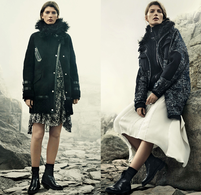 Belstaff England 2016 Pre Fall Autumn Womens Lookbook Presentation - Embellished Metallic Studs Patches Denim Jeans Alpine Donkey Down Puffer Jacket Waterproof Wool Outerwear Coat Parka Motorcycle Biker Rider Leather Racer Snake Reptile Coatdress Cargo Pockets Tuxedo Stripe Wide Leg Trousers Palazzo Pants Knit Sweater Jumper Fringes Nautical Military Quilted Waffle Dress Skirt Silk Onesie Jumpsuit Coveralls Boiler Suit