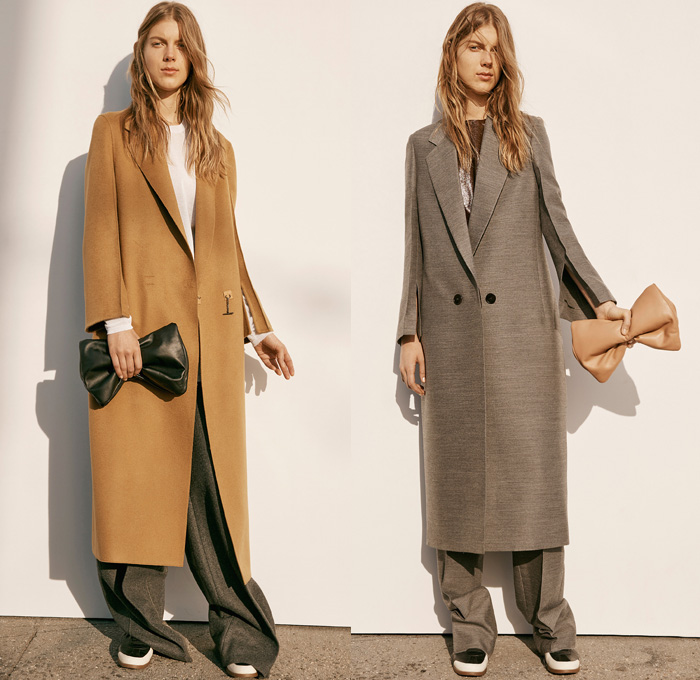 Calvin Klein Collection	2016 Pre Fall Autumn Womens Lookbook Presentation - Sleek Outerwear Long Trench Coat Jacket Blazer Pantsuit Furry Plush Leather Skirt Frock Wrap Nautical Arm Warmers Zipper Strap Crop Top Midriff Wide Leg Trousers Palazzo Pants Reptile Snake Spotted Moto Motorcycle Biker Bag Purse Clutch 