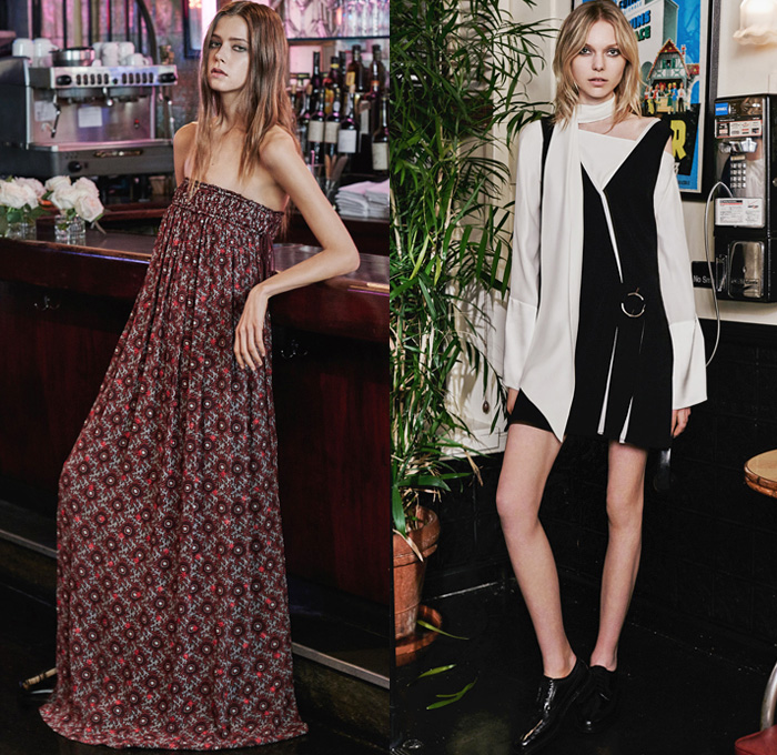 Cinq à Sept New York 2016 Pre Fall Autumn Womens Lookbook Presentation - Silk Satin Furry Shaggy Shawl Tie Up Vest Waistcoat Bolero Embroidery Flowers Floral Botanical Print Motif Sheer Chiffon Tulle Strapless Dress Sleeveless Cutout Open Shoulders O-Ring Noodle Spaghetti Strap Ornamental Print Scarf Ruffles Blouse